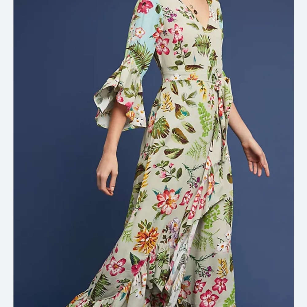 Bl^nk London Maxi Ruffle Faux Wrap Dress